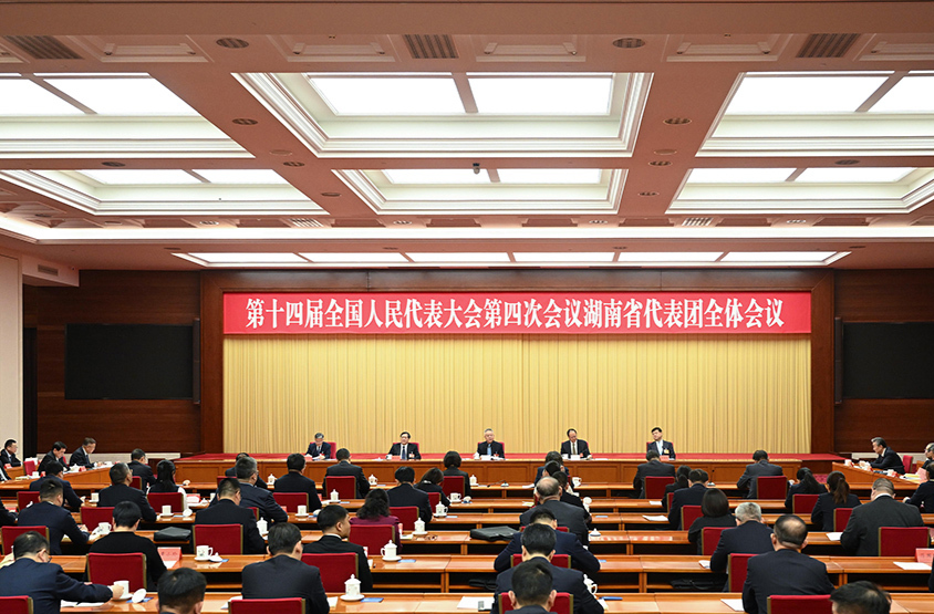 湖南代表团举行第一次全体会议